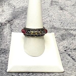 Vintage Indonesian Ring by Suarti with Pink Tourmaline 18k Gold Sterling Silver